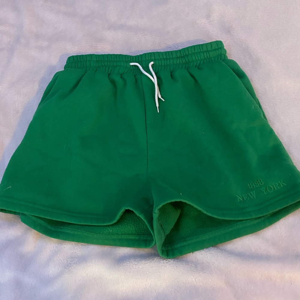 good track shorts, thick warm material.